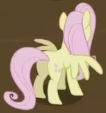 Size: 106x113 | Tagged: safe, screencap, fluttershy, pegasus, pony, g4, season 2, the return of harmony, butt, cropped, discorded, female, flutterbitch, fluttercruel, high angle, mare, picture for breezies, plot, solo, spread wings, standing, wings