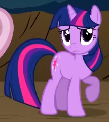 Size: 215x241 | Tagged: safe, screencap, twilight sparkle, pony, unicorn, g4, season 2, the return of harmony, cropped, female, looking at someone, mare, offscreen character, raised hoof, solo focus, standing, unicorn twilight, worried