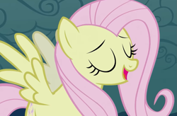 Size: 1133x743 | Tagged: safe, screencap, fluttershy, pegasus, pony, g4, season 2, the return of harmony, cropped, discorded, female, flutterbitch, fluttercruel, laughing, mare, smug, solo, spread wings, wings