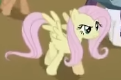 Size: 121x80 | Tagged: safe, screencap, fluttershy, pegasus, pony, g4, season 2, the return of harmony, cropped, discorded, eyebrows, female, flutterbitch, fluttercruel, high angle, mare, offscreen character, picture for breezies, raised eyebrow, spread wings, walking, wings