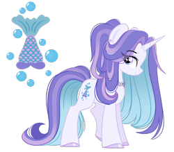 Size: 1963x1718 | Tagged: safe, artist:emberslament, oc, oc only, oc:siren song, pony, unicorn, colored hooves, female, gradient mane, gradient tail, hoof polish, horn, jewelry, lavender eyes, magical lesbian spawn, mare, necklace, offspring, parent:cotton sky, parent:dainty dove, parents:daintysky, ponytail, purple eyes, simple background, smiling, solo, standing, tail, transparent background, unicorn oc