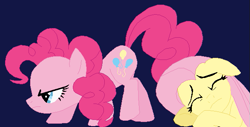 Size: 597x303 | Tagged: safe, artist:jadeharmony, fluttershy, pinkie pie, earth pony, pegasus, g4, female, mare, protecting