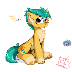Size: 2000x2000 | Tagged: safe, artist:jubyskylines, hitch trailblazer, izzy moonbow, earth pony, pony, unicorn, g5, behind you, blaze (coat marking), chest fluff, coat markings, cute, duo, duo male and female, facial markings, female, hitchbetes, imminent pounce, izzybetes, male, mare, medium sneaky, open mouth, open smile, pale belly, prowl, signature, simple background, smiling, sneaking, socks (coat markings), stallion, tail, tail wag, talking, talking to viewer, unaware, unshorn fetlocks, white background