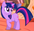 Size: 548x502 | Tagged: safe, screencap, twilight sparkle, pony, unicorn, g4, season 2, the return of harmony, cropped, cute, female, golden oaks library, mare, raised hoof, solo, standing, turned head, twiabetes, unicorn twilight