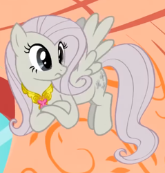 Size: 429x448 | Tagged: safe, screencap, fluttershy, pegasus, pony, g4, season 2, the return of harmony, cropped, discorded, element of kindness, female, flutterbitch, fluttercruel, flying, golden oaks library, mare, solo, surprised, wide eyes