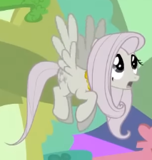 Size: 213x225 | Tagged: safe, screencap, fluttershy, pegasus, pony, g4, season 2, the return of harmony, cropped, discorded, element of kindness, female, flutterbitch, fluttercruel, flying, looking up, mare, open mouth, solo, surprised