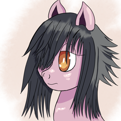 Size: 2480x2480 | Tagged: safe, artist:mano_m, oc, oc only, oc:stormy petrel, pony, abstract background, bust, hair over one eye, high res, solo