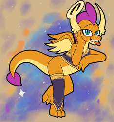 Size: 4500x4809 | Tagged: safe, artist:aaron amethyst, smolder, dragon, g4, absurd resolution, clothes, female, halo, socks, solo, tongue out