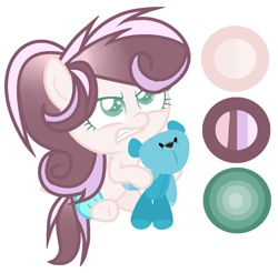 Size: 1066x1048 | Tagged: safe, artist:thunderspeedyt, oc, oc only, oc:rasberry fluff, pegasus, pony, g4, baby, baby pony, base used, female, filly, foal, offspring, parent:pound cake, parent:princess flurry heart, parents:poundflurry, plushie, simple background, solo, teddy bear, white background