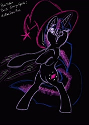 Size: 2896x4096 | Tagged: safe, artist:novadoesarts, twilight sparkle, pony, unicorn, g4, bipedal, female, hat, mare, one eye closed, open mouth, open smile, smiling, solo, unicorn twilight, wink, witch hat