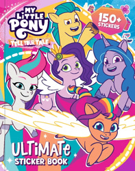 Size: 853x1082 | Tagged: safe, hitch trailblazer, izzy moonbow, pipp petals, sunny starscout, zipp storm, alicorn, earth pony, pegasus, unicorn, g5, my little pony: tell your tale, official, 2d, australia, book, coloring book, cover, flying, looking at you, merchandise, smiling, smiling at you, target