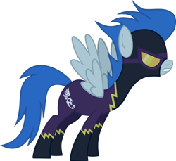Size: 934x856 | Tagged: safe, artist:ponyfan4, nightshade, pegasus, pony, g4, female, goggles, gritted teeth, mare, shadowbolts, shadowbolts uniform, simple background, solo, spread wings, teeth, transparent background, vector, wings