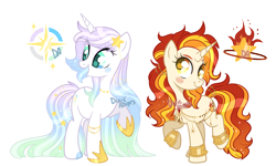 Size: 3352x2016 | Tagged: safe, artist:dixieadopts, oc, oc only, oc:blaze, oc:northstar, pony, unicorn, female, mare, simple background, transparent background