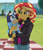 Size: 4938x5796 | Tagged: safe, artist:emeraldblast63, sunset shimmer, dog, human, semi-anthro, equestria girls, g4, australian cattle dog, bluey, bluey heeler, clothes, crossover, duo, duo female, female