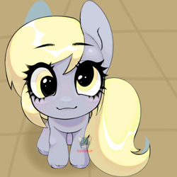 Size: 9000x9000 | Tagged: safe, artist:iorismlp, derpy hooves, pegasus, pony, g4, absurd resolution, blonde, cute, derp, derpabetes, eyelashes, gray coat, looking at you, silly, silly pony, smiling, smiling at you