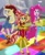 Size: 564x685 | Tagged: safe, screencap, applejack, pinkie pie, sunset shimmer, equestria girls, equestria girls specials, g4, my little pony equestria girls: dance magic, boots, clothes, cropped, dance floor, dance magic (song), denim, denim skirt, flamenco dress, hat, high heels, leggings, shoes, skirt, sunset shimmer flamenco dress, trio, tutu, wrist cuffs, wristband