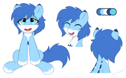 Size: 1146x717 | Tagged: safe, artist:mercurysparkle, oc, chillet, earth pony, adorkable, cheek fluff, cute, dork, ear fluff, female, fluffy, leg fluff, mare, palworld, profile picture, rear view, simple background, smiling, solo, white background