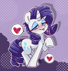 Size: 1804x1896 | Tagged: safe, artist:lou, rarity, pony, unicorn, g4, bedroom eyes, eyeshadow, female, heart, lidded eyes, looking at you, makeup, mare, raised hoof, solo, speech bubble