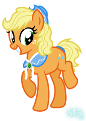 Size: 383x538 | Tagged: safe, artist:baconforbreakfast426, applejack, earth pony, g4, hat, pinkie pie's cutie mark, simple background, solo, swapped cutie marks, transparent background, wrong cutie mark