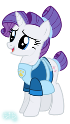 Size: 671x1190 | Tagged: safe, artist:baconforbreakfast426, rarity, unicorn, g4, clothes, female, fluttershy's cutie mark, simple background, solo, swapped cutie marks, transparent background, vest, wrong cutie mark
