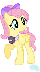 Size: 664x1203 | Tagged: safe, artist:baconforbreakfast426, fluttershy, pegasus, g4, bow, female, hair bow, simple background, solo, swapped cutie marks, transparent background, twilight sparkle's cutie mark, wrong cutie mark