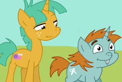 Size: 1036x697 | Tagged: safe, artist:cmara, snails, snips, pony, unicorn, g4, duo, duo male, male, stallion