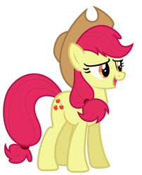 Size: 5311x6586 | Tagged: safe, artist:estories, apple bloom, applejack, earth pony, pony, g4, applejack's hat, cowboy hat, female, hat, mare, palette swap, recolor, simple background, solo, vector, white background