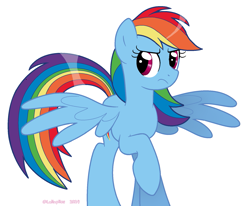 Size: 1831x1507 | Tagged: safe, artist:lullapiies, rainbow dash, pegasus, pony, g4, female, simple background, solo, spread wings, white background, wings