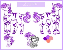 Size: 1223x978 | Tagged: safe, artist:dejji_vuu, oc, oc only, oc:zezra, zebra, reference sheet, simple background, solo, white background