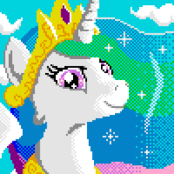 Size: 800x800 | Tagged: safe, artist:dhm, princess celestia, pony, g4, /mlp/, cloud, looking at you, pixel art, pixelcanvas, solo