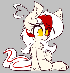 Size: 598x623 | Tagged: safe, artist:aryn, oc, oc only, oc:awya lightfeather, pegasus, pony, chest fluff, eye clipping through hair, female, fluffy, mare, pegasus oc, simple background, sitting, solo, tail, two toned mane, two toned tail, worried