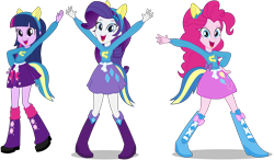 Size: 12818x7468 | Tagged: artist needed, safe, pinkie pie, rarity, twilight sparkle, equestria girls, g4, my little pony equestria girls, clothes, cutie mark on clothes, simple background, skirt, transparent background, vector