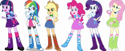 Size: 16615x6798 | Tagged: artist needed, safe, applejack, fluttershy, pinkie pie, rainbow dash, rarity, twilight sparkle, alicorn, human, equestria girls, g4, boots, humane five, humane six, shoes, simple background, transparent background, twilight sparkle (alicorn), vector