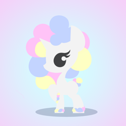 Size: 1024x1024 | Tagged: safe, artist:lukhica, oc, oc only, oc:cottomsky, alicorn, pony, alicorn oc, eyelashes, female, gradient background, horn, lineless, mare, raised hoof, solo, standing, tri-color mane, tri-color tail, wings