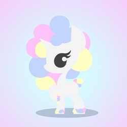 Size: 1024x1024 | Tagged: safe, artist:lukhica, oc, oc only, oc:cottomsky, alicorn, pony, alicorn oc, eyelashes, female, gradient background, horn, lineless, mare, raised hoof, solo, standing, three toned mane, three toned tail, wings