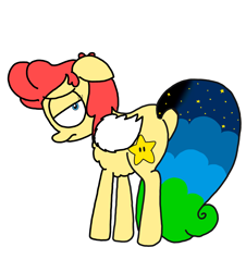 Size: 3023x3351 | Tagged: safe, artist:professorventurer, oc, oc only, oc:power star, pegasus, pony, butt, chest fluff, female, floppy ears, looking back, mare, plot, rear view, rule 85, sad, simple background, solo, super mario 64, tail, tail between legs, white background