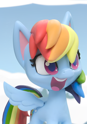 Size: 762x1080 | Tagged: safe, edit, edited screencap, screencap, rainbow dash, pegasus, pony, g4, g4.5, my little pony: stop motion short, snow pony contest (short), cute, ice, lake, smiling, snow, solo, water