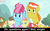Size: 1920x1207 | Tagged: safe, carrot cake, cup cake, pound cake, pumpkin cake, earth pony, pegasus, pony, unicorn, comic:celestia's servant interview, baby cakes, g4, baby, baby pony, bowtie, brother and sister, cake twins, cap, clothes, colt, cs captions, ear piercing, earring, female, filly, foal, hat, jewelry, looking at you, male, mare, piercing, ponyville, siblings, smiling, smiling at you, stallion, twins