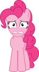 Size: 1024x1903 | Tagged: safe, artist:xigger, pinkie pie, earth pony, pony, g4, female, gritted teeth, looking at you, mare, scared, shrunken pupils, simple background, solo, teeth, transparent background, vector