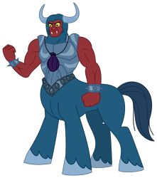 Size: 3210x3635 | Tagged: safe, artist:mlgtrap, tirac, centaur, ponytaur, taur, g1, g4, antagonist, armor, concave belly, evil, fangs, g1 to g4, generation leap, male, rainbow of darkness, redesign, shackles, simple background, solo, tail, transparent background, yellow eyes