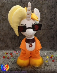 Size: 2985x3819 | Tagged: safe, artist:1stastrastudio, oc, oc:dyx, pony, clothes, irl, photo, plushie, solo, sunglasses