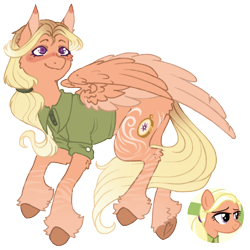 Size: 1000x1000 | Tagged: safe, artist:kazmuun, mane allgood, pegasus, pony, g4, butt fluff, cheek fluff, clothes, colored eartips, colored hooves, colored wings, colored wingtips, ear fluff, female, gradient legs, gradient mane, gradient tail, leg fluff, leg stripes, mare, partially open wings, ponytail, simple background, solo, stripes, tail, transparent background, unshorn fetlocks, wings