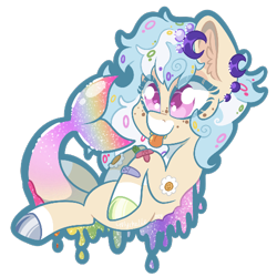 Size: 500x500 | Tagged: safe, artist:mychelle, oc, oc only, oc:slushee, pony, augmented, augmented tail, chibi, female, mare, simple background, solo, tail, tongue out, transparent background