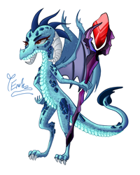 Size: 2400x3000 | Tagged: safe, artist:redlaserartist, princess ember, dragon, g4, bloodstone scepter, claws, dragon lord ember, dragoness, female, horns, signature, simple background, smiling, solo, spread wings, tail, white background, wings