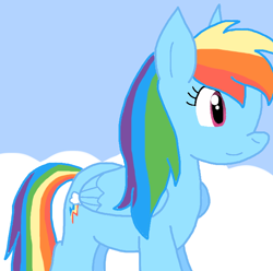 Size: 684x678 | Tagged: safe, artist:cmara, rainbow dash, pegasus, pony, g4, cloud, female, solo