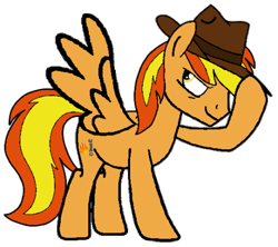 Size: 476x422 | Tagged: safe, artist:noi kincade, oc, oc only, oc:firey ratchet, pegasus, pony, g4, fedora, hat, simple background, solo, transparent background