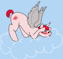 Size: 384x356 | Tagged: safe, artist:mapchoward, oc, oc only, oc:comrade colt, unicorn, cloud, on a cloud, solo