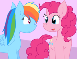 Size: 931x712 | Tagged: safe, artist:cmara, pinkie pie, rainbow dash, earth pony, pegasus, pony, g4, duo, duo female, female