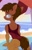 Size: 433x676 | Tagged: safe, oc, oc:revol sparks, earth pony, human, anthro, ass, brown eyes, brown fur, brown mane, brown tail, butt, clothes, crossdressing, femboy, glasses, humanized, male, ocean, one-piece swimsuit, solo, stallion, swimsuit, tail, water