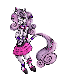Size: 930x1120 | Tagged: safe, artist:deidad dissitum, sweetie belle, earth pony, g4, clothes, jewelry, scenecore, simple background, solo, tiara, transparent background